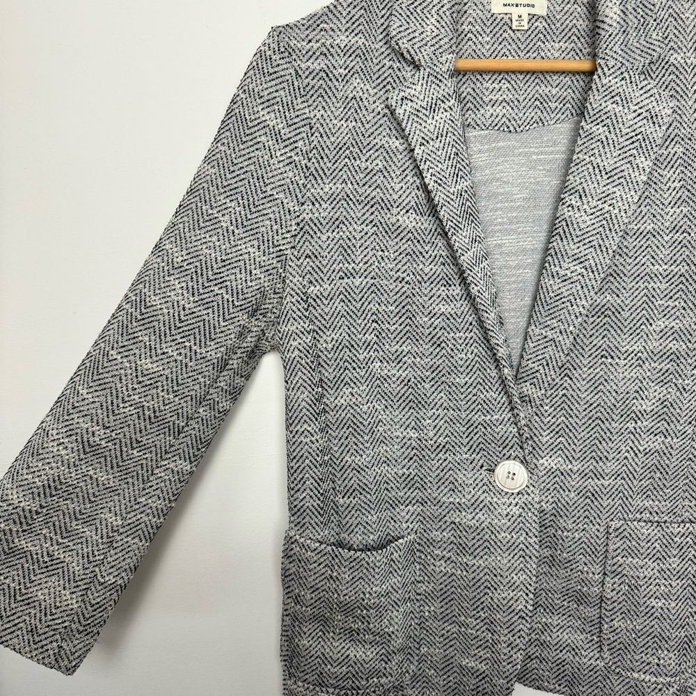 Max Studio Gray Herringbone Blazer - image 5